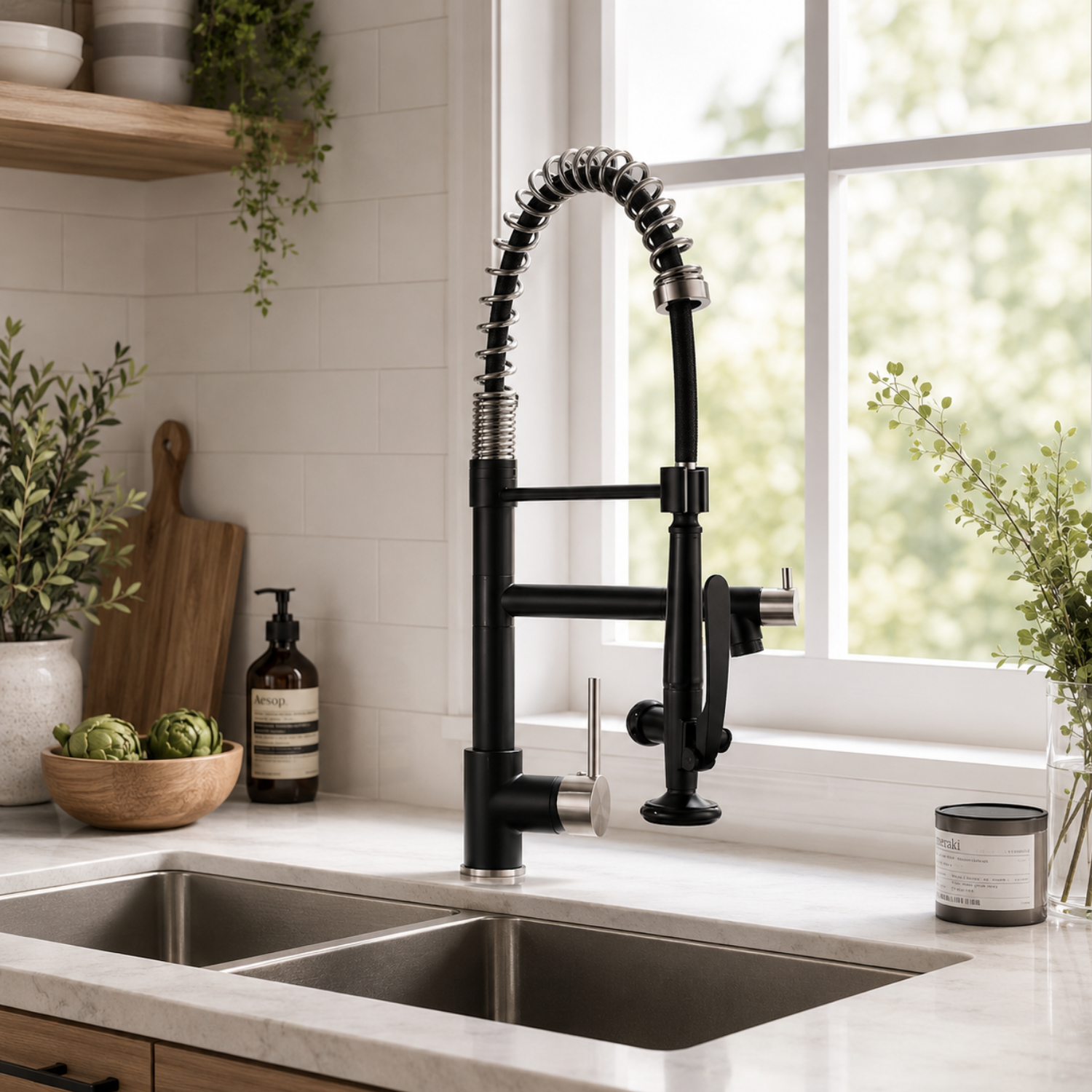 Tyresta - Modern Pull-Out Kitchen Faucet – Single Handle Solid Brass Mixer Tap