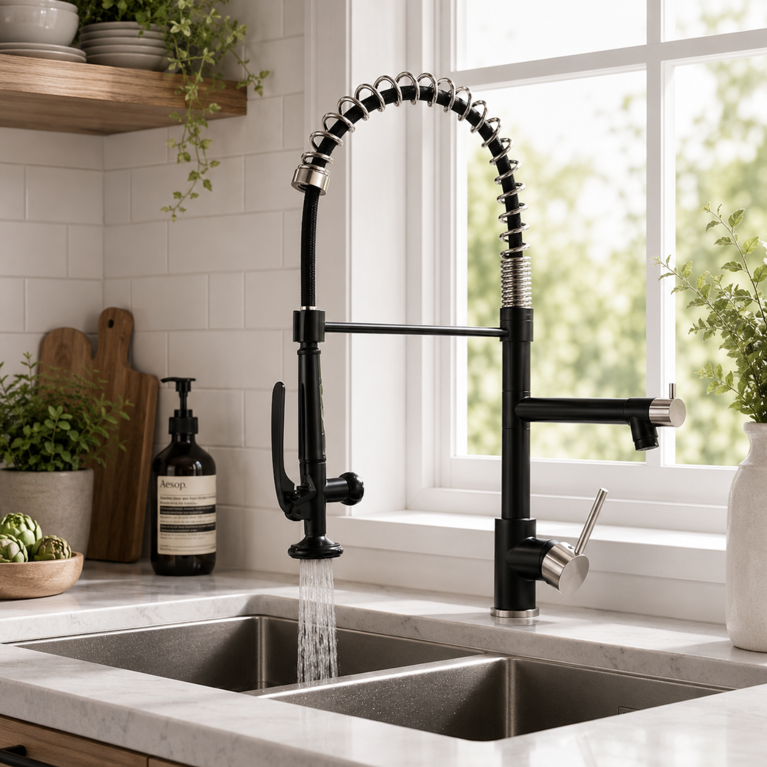Tyresta - Modern Pull-Out Kitchen Faucet – Single Handle Solid Brass Mixer Tap