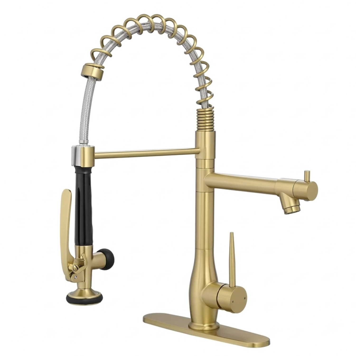 Oulanka - Commercial Single-Handle Kitchen Faucet  with Dual-Outlet High-Arc Spring Sink Tap
