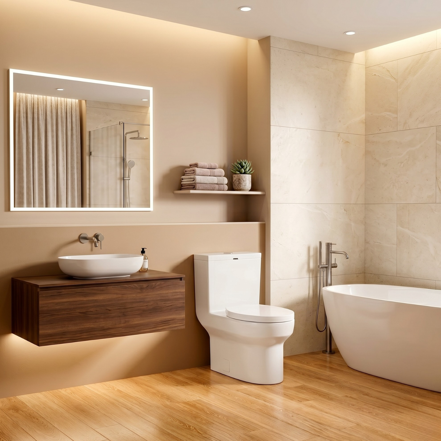 Roros – One-Piece Dual Flush Toilet with Soft-Close Seat & Concealed Tank