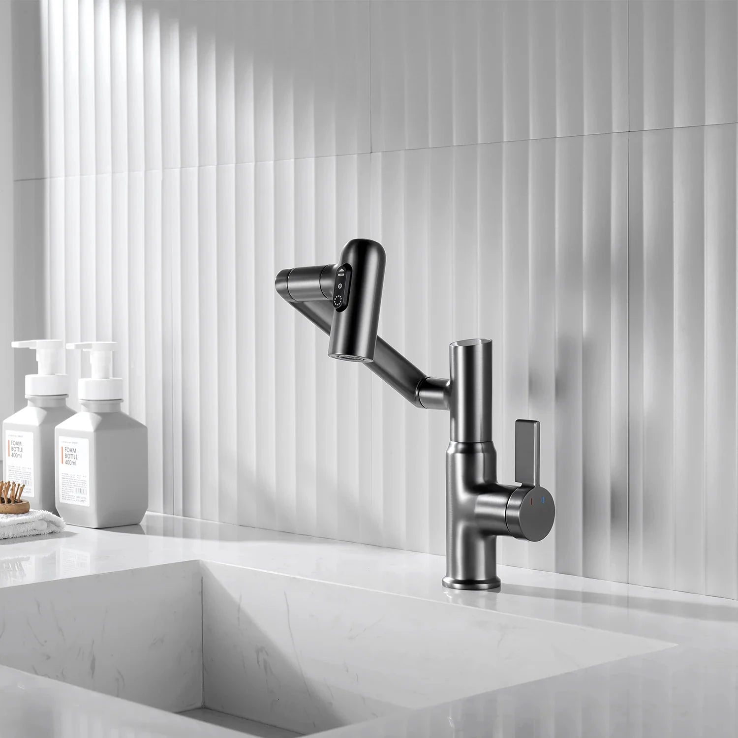 Gray Leiden Faucet in a luxurious bathroom