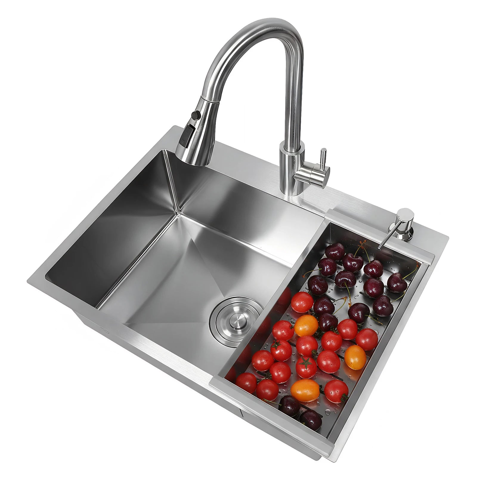 Klopeiner - 23.62" Stainless Steel Undermount Kitchen Sink with Pull-Out Faucet - Single Bowl Workstation Sink for Kitchen, Laundry & Bathroom