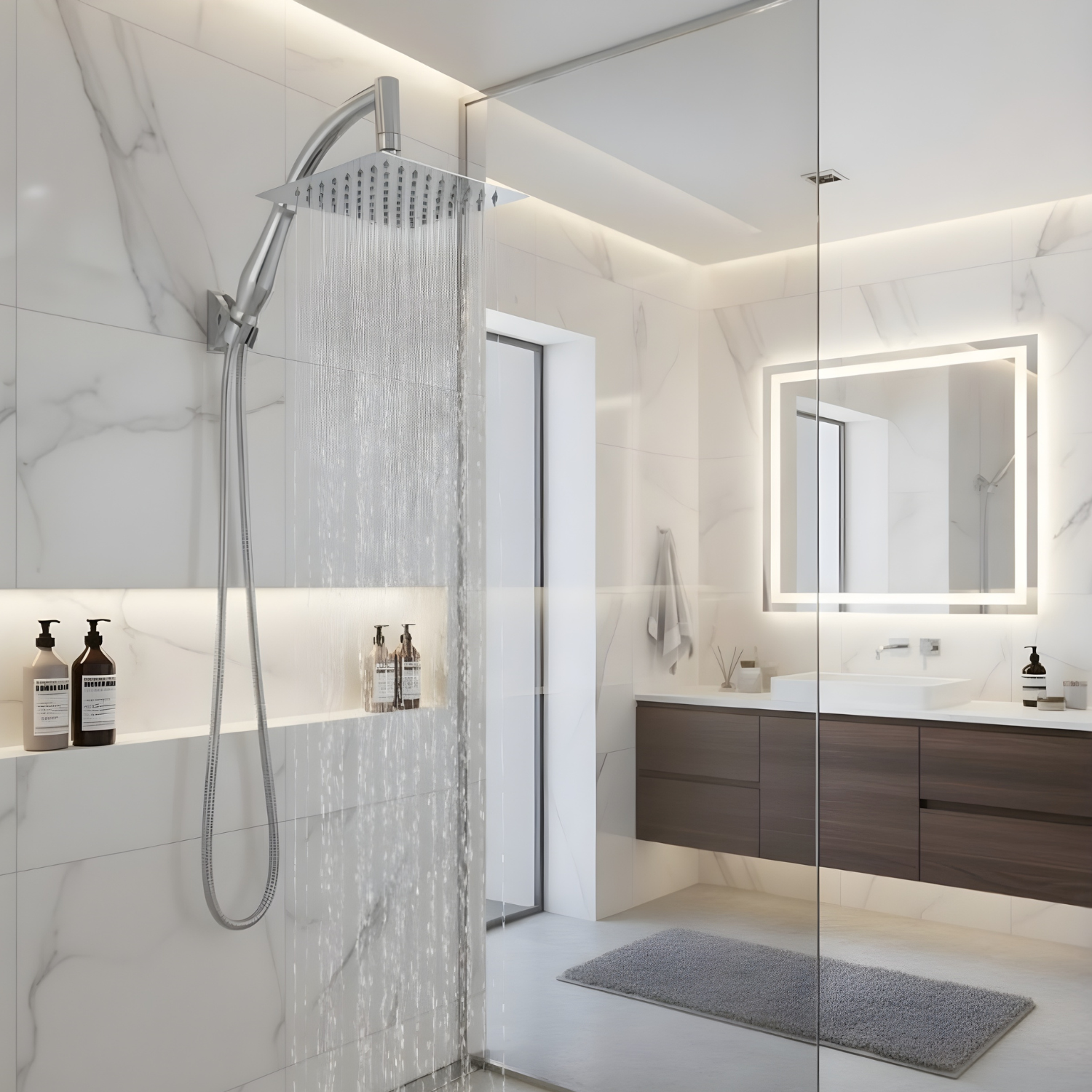 Lulea - Ultra-Thin Stainless Steel Rainfall Shower Head with 360° Swivel & Anti-Clog Nozzles