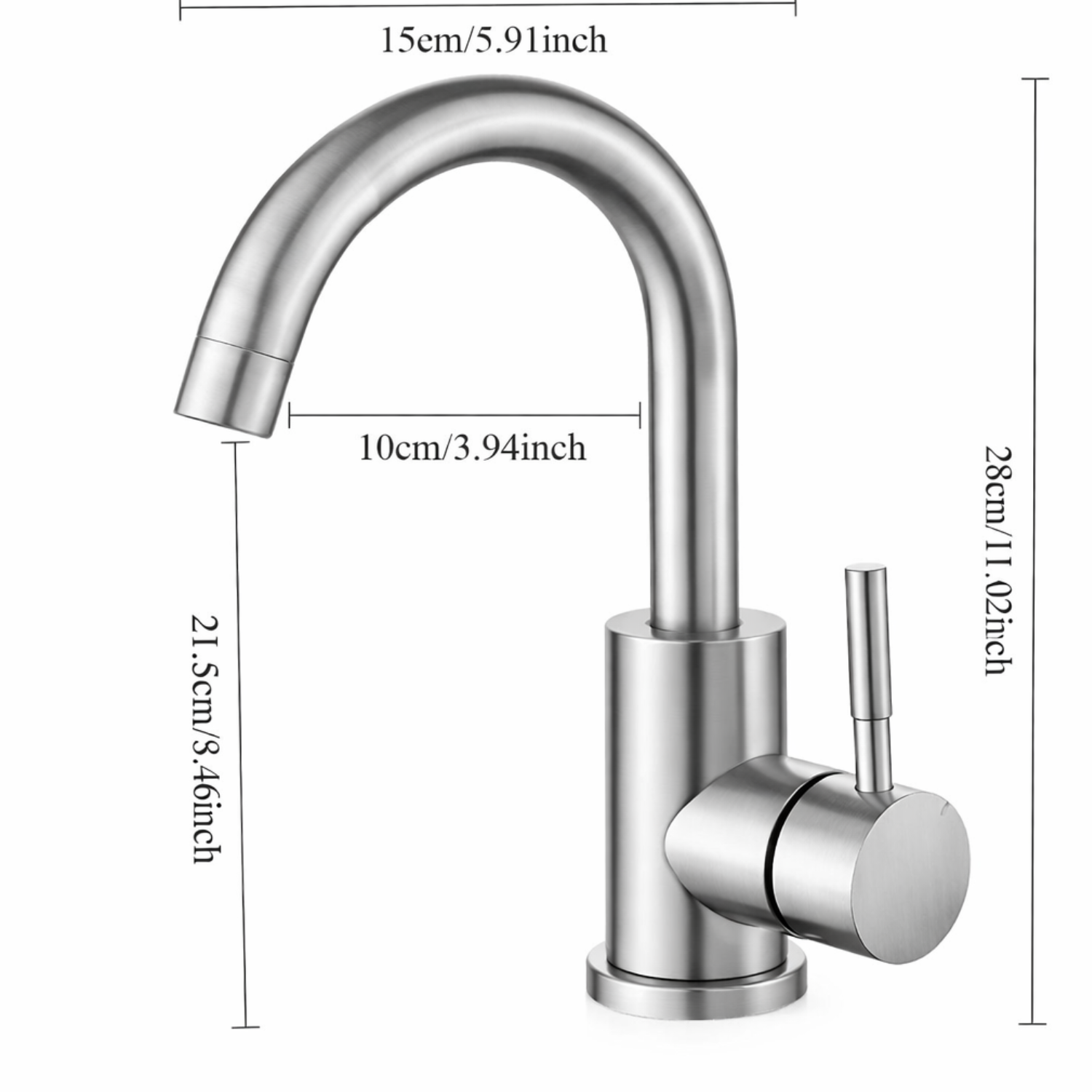 Copenhagen Gooseneck - Stainless Steel Bathroom Basin Faucet – Hot & Cold Mixer, 360° Rotating Single Handle Sink Tap