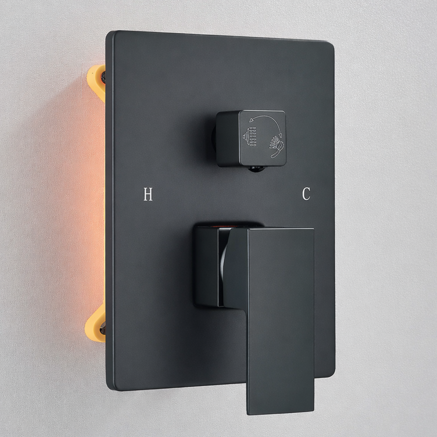 Vattern - Two-Way Matte Black Wall Mount Rainfall Shower Faucet Set with Concealed Waterfall Shower System and Tub Spout