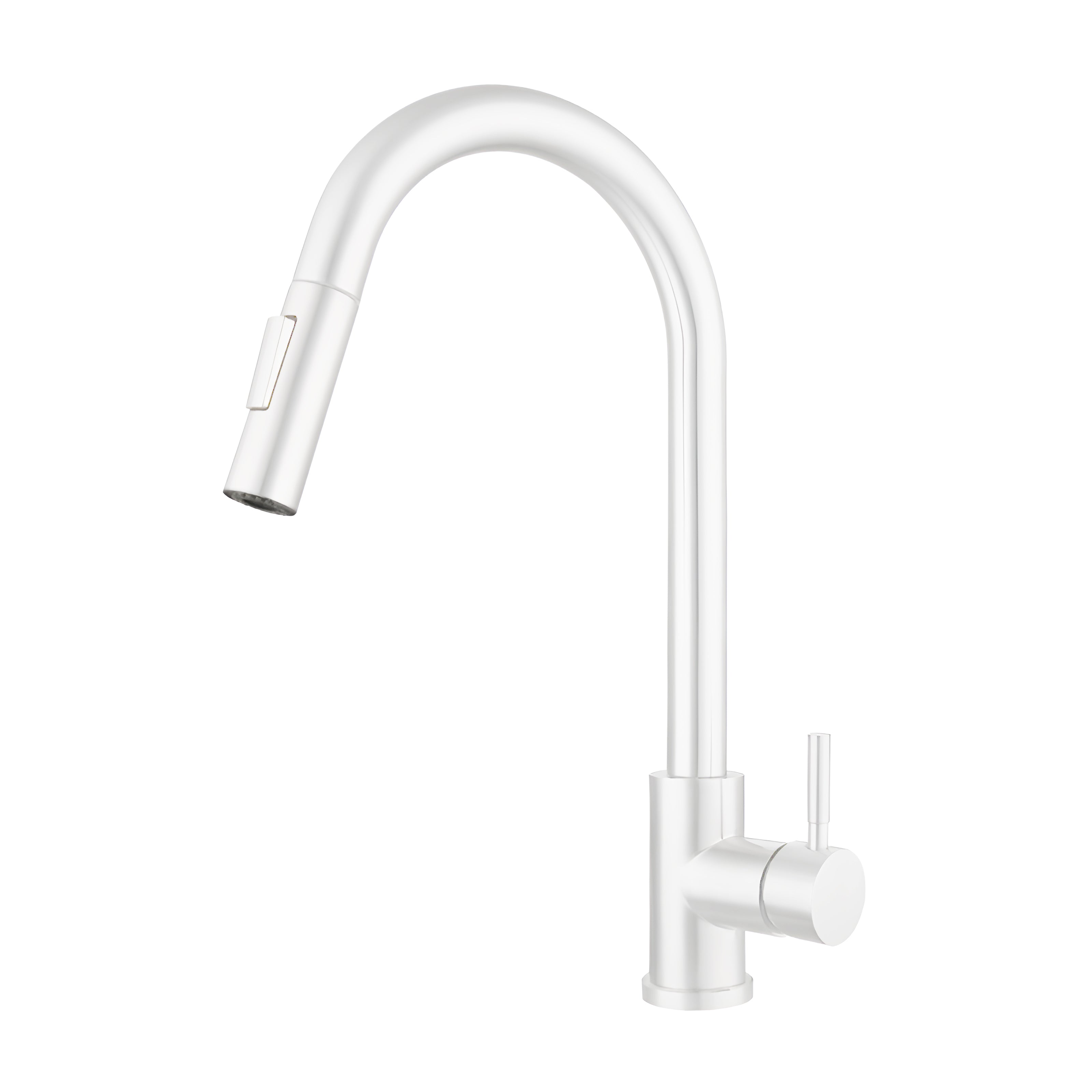 White modern kitchen faucet