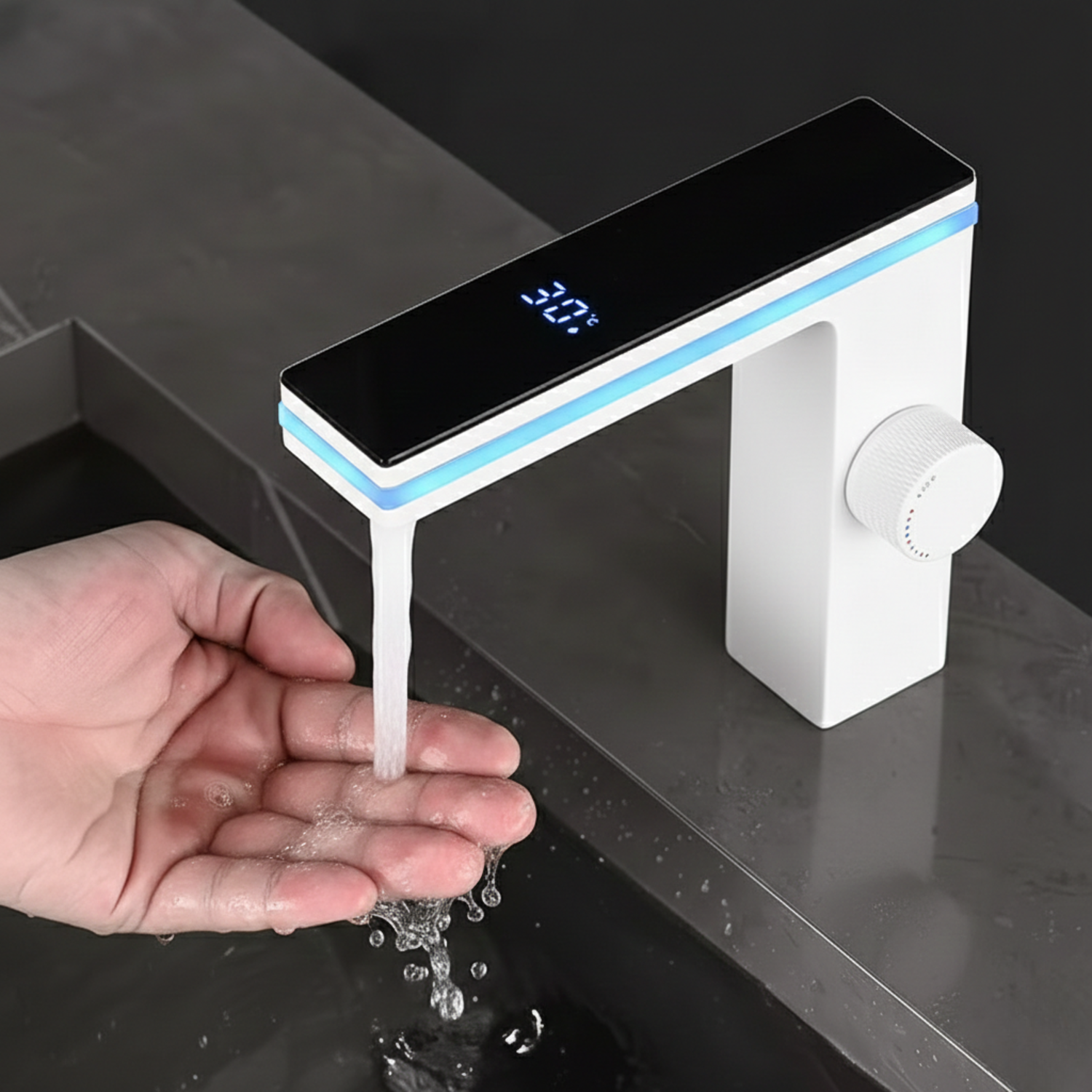 Kebnekaise - Digital Display Celsius Bathroom Basin Faucet with Intelligent LED