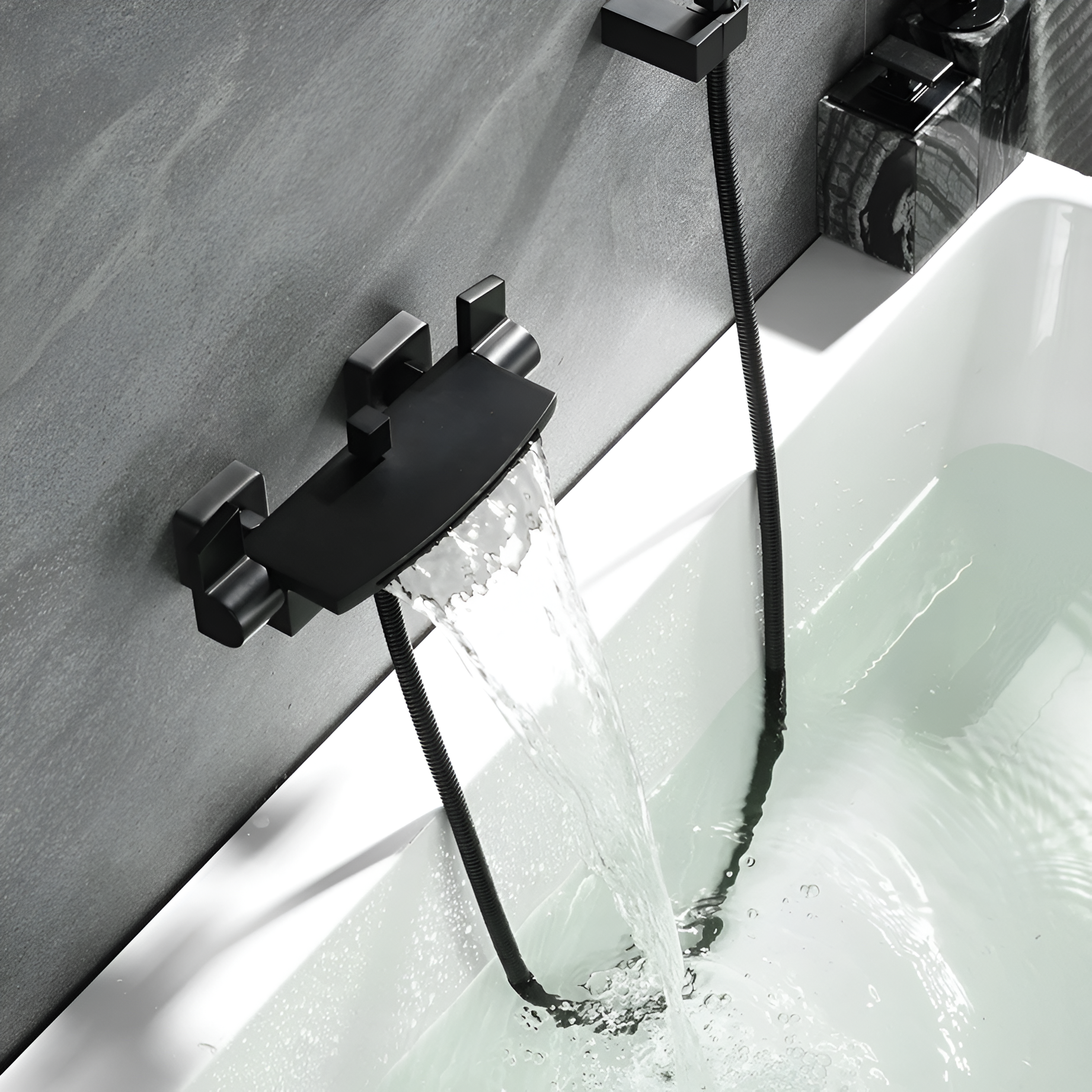 Black modern luxury waterfall faucet for shower