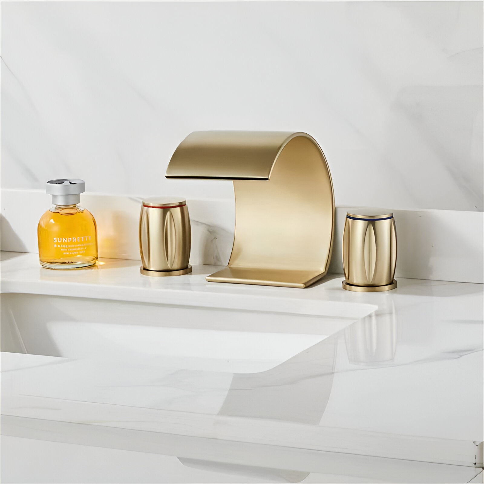 Golden Bali villa style Washbasin Faucet in a luxurious bathroom